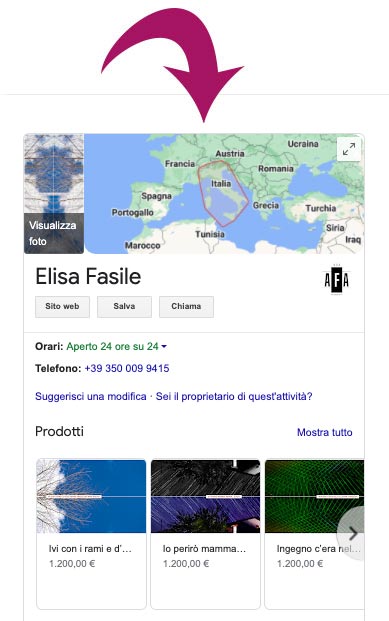 Scheda Google My Business di Elisa Fasile