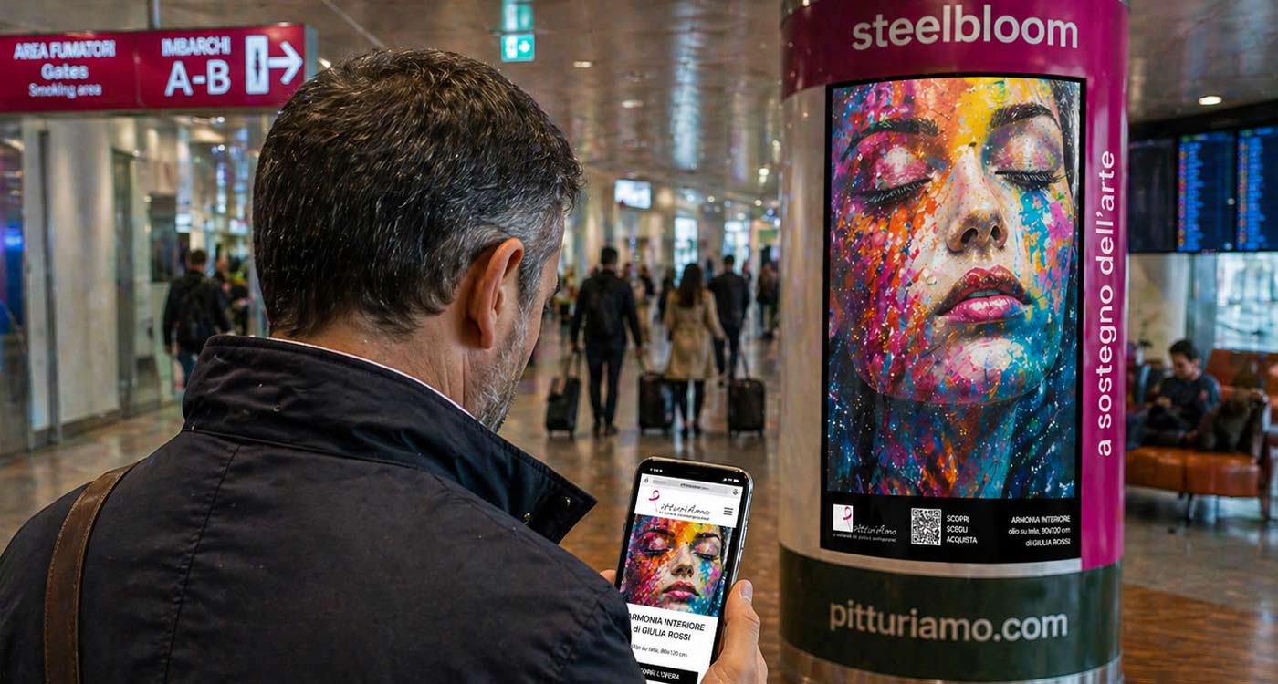 Vente d’œuvres d’art à l’aéroport avec PitturiAmo